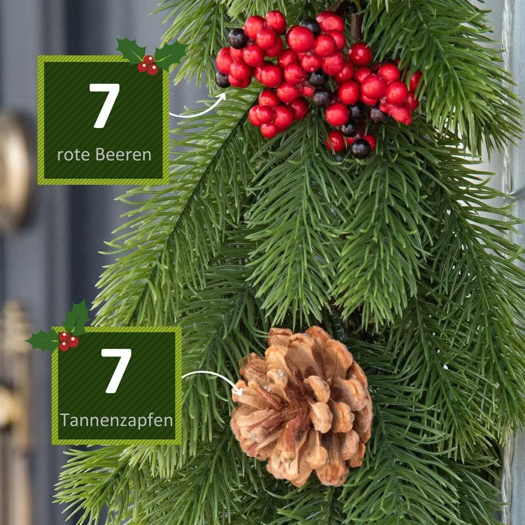 1.9M artificial Christmas garland flower decoration with pine cones berries