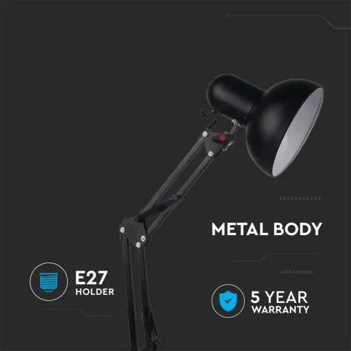 VT-7512 Desk lamp - Table lamp with adjustable arm - black - E27