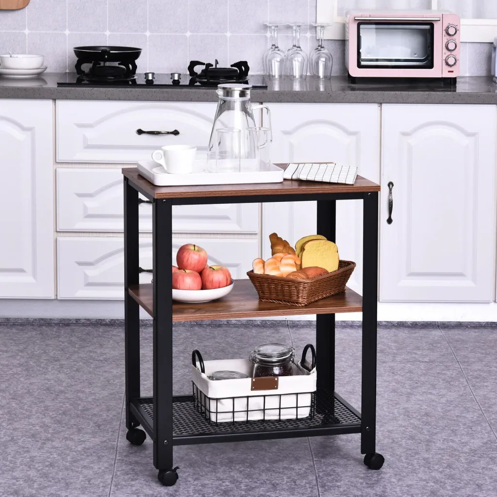 Serving trolley with 3 shelves