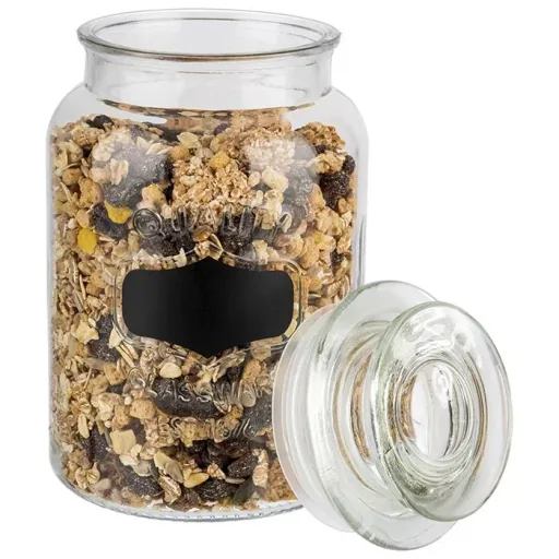Storage jar with labeling field - glass container with 1.2 L