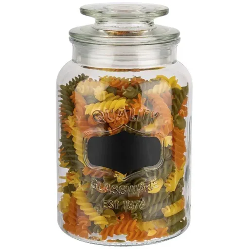Storage jar with labeling field - glass container with 1.2 L