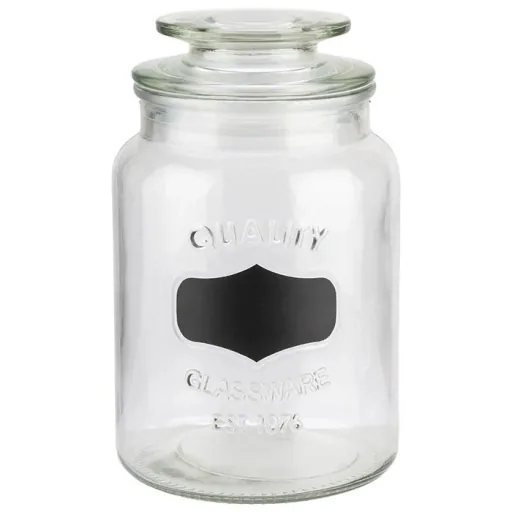 Storage jar with labeling field - glass container with 1.2 L