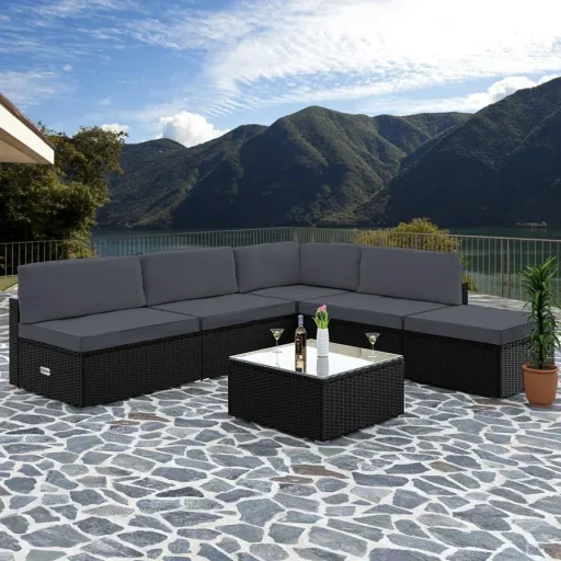 Polyrotan lounge set 16-seater - black-anthracite