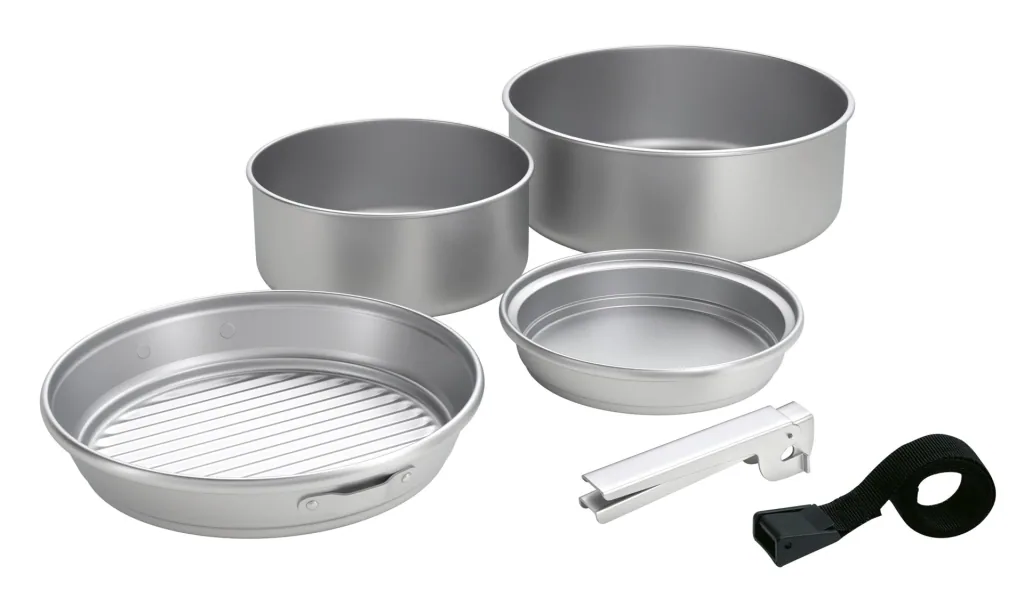 Trekking tableware set made of anodized aluminum, 5 pieces