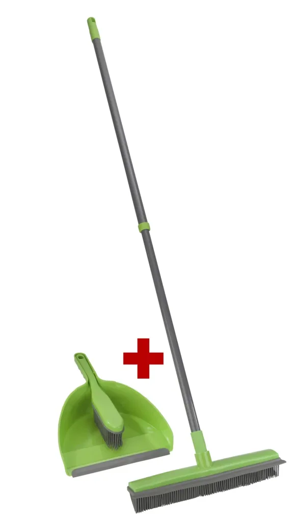 Rubber broom set, 3 pieces - color-sorted, mop broom + FREE dustpan