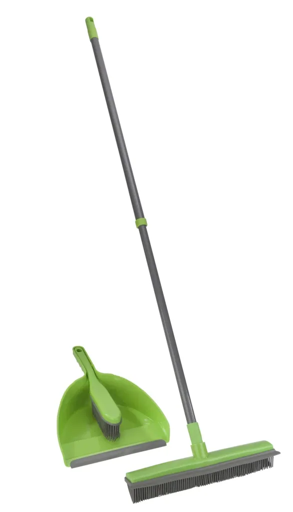 Rubber broom set, 3 pieces - color-sorted, mop broom + FREE dustpan