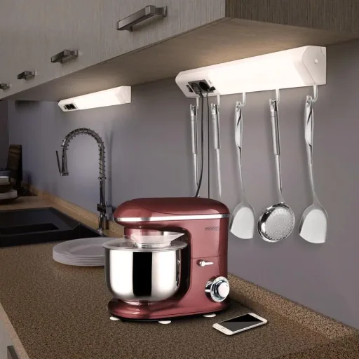 Underfloor lighting with hooks + sockets