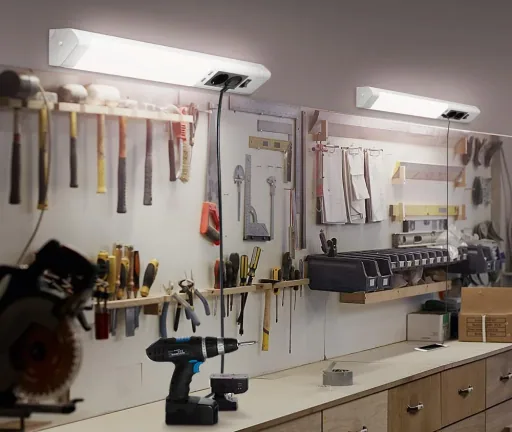 Underfloor lighting with hooks + sockets
