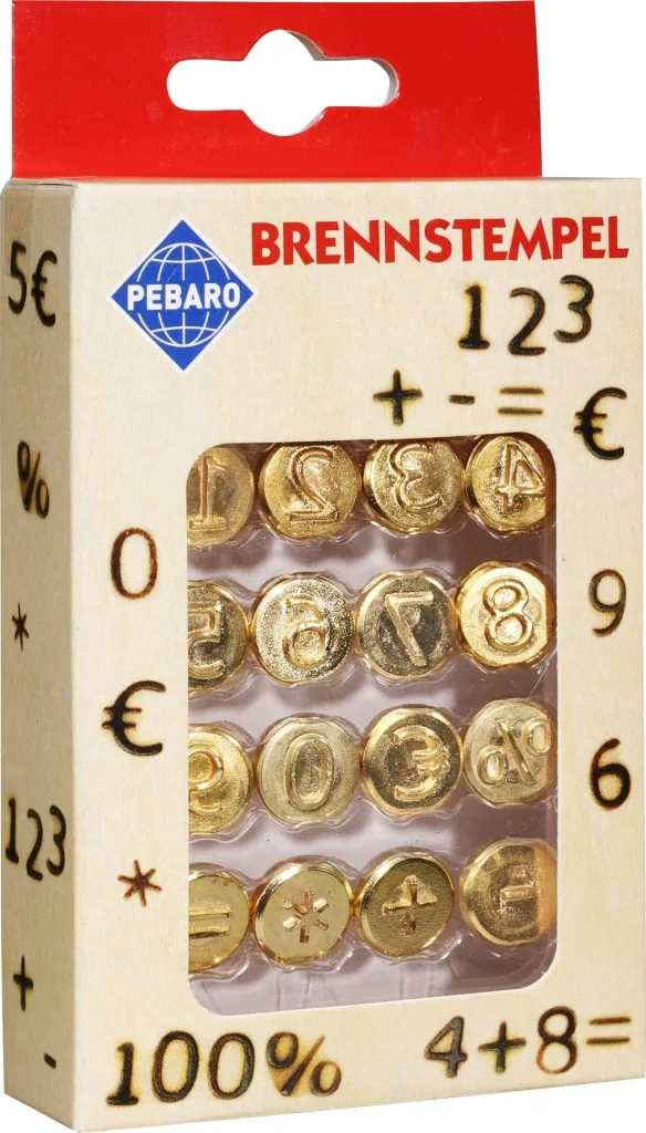 Branding stamp set, numbers O to 9, and 6 characters