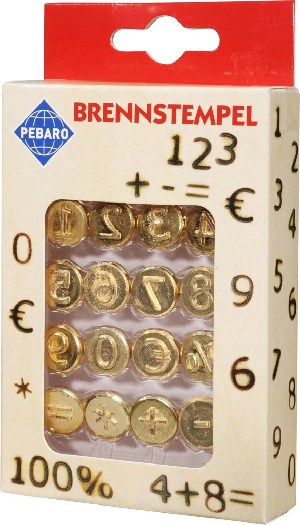 Branding stamp set, numbers O to 9, and 6 characters