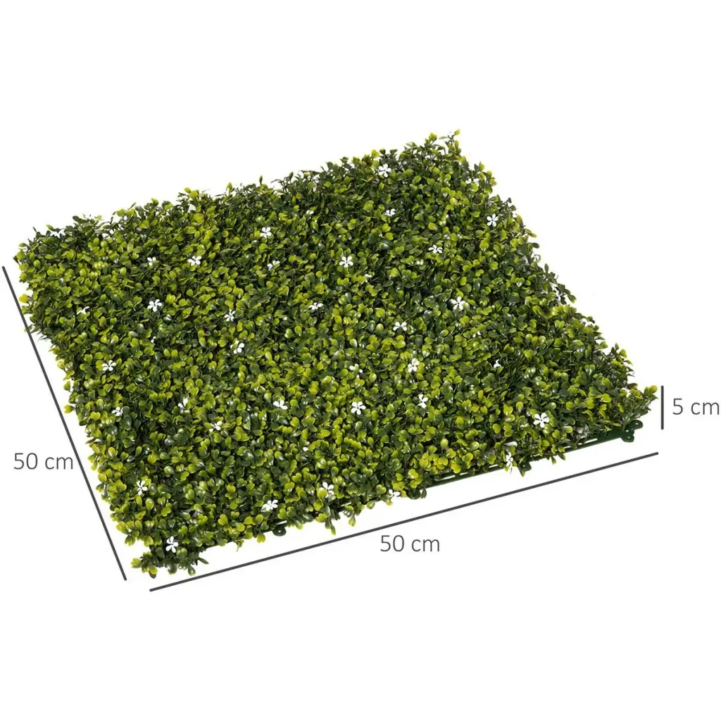 12 pieces artificial plant wall hedge 50x50 cm UV protection privacy screen Milanese grass design hedge plant for garden Ou