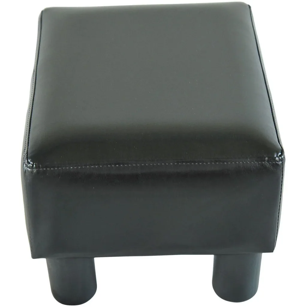 Footstool bench made of black imitation leather