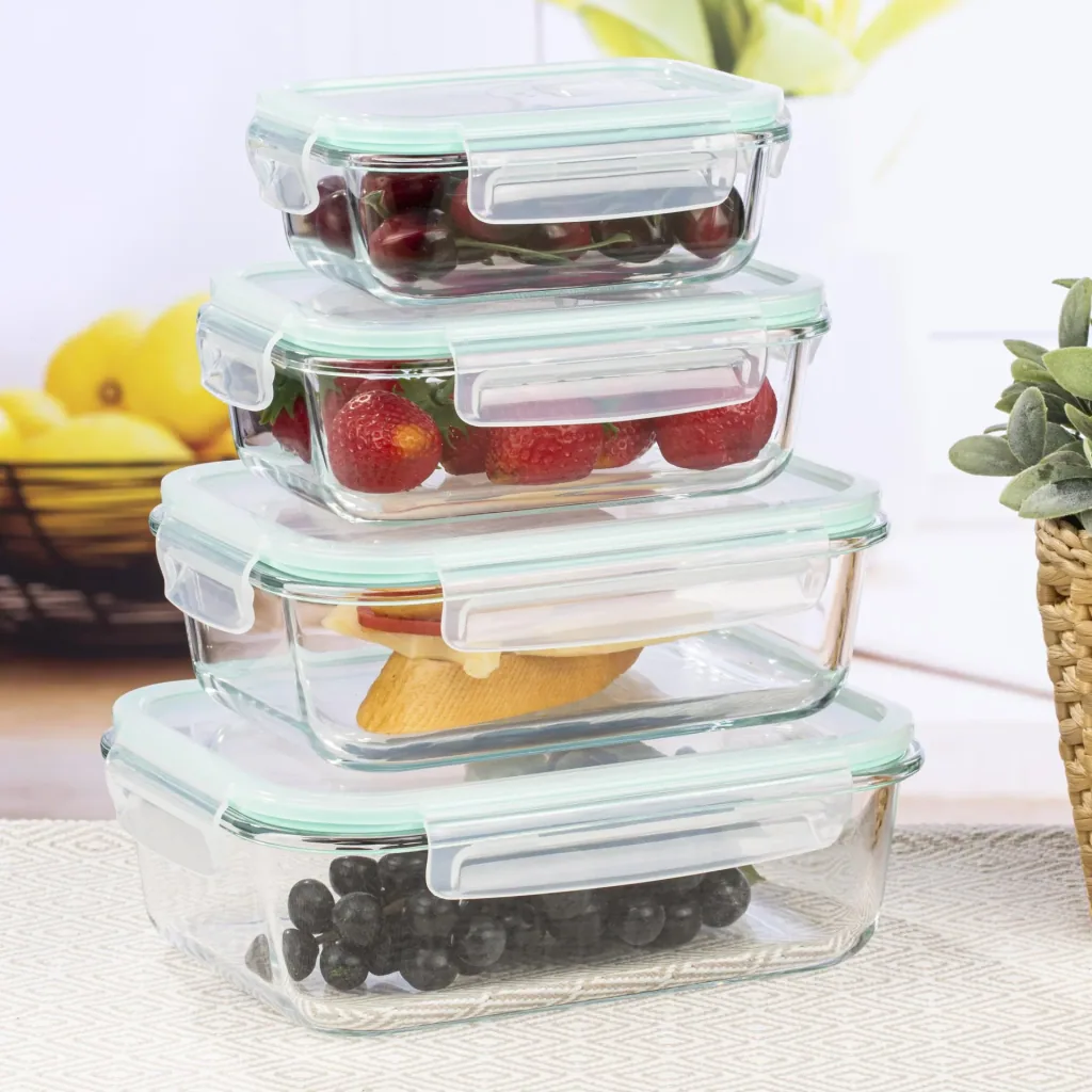 Storage jars, glass, set of 4
