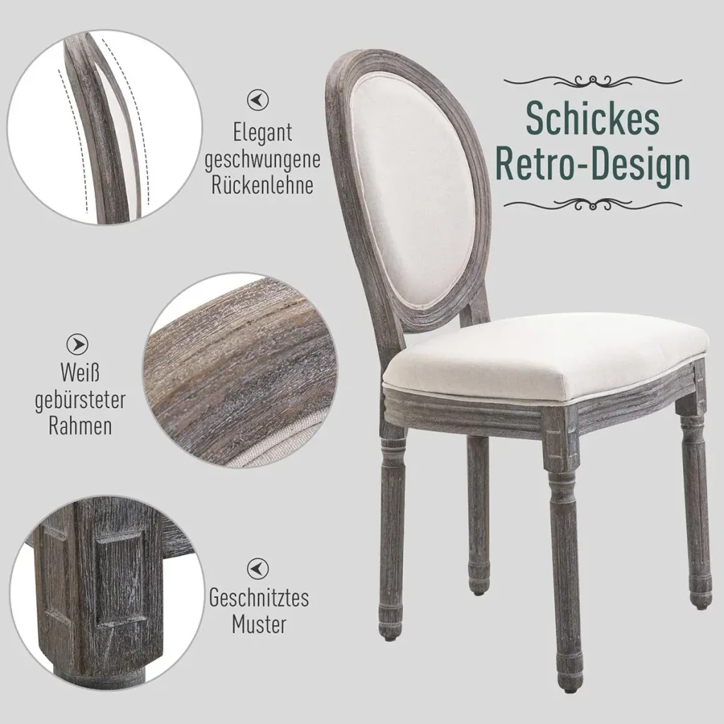 Dining chair set of 2 ivory white