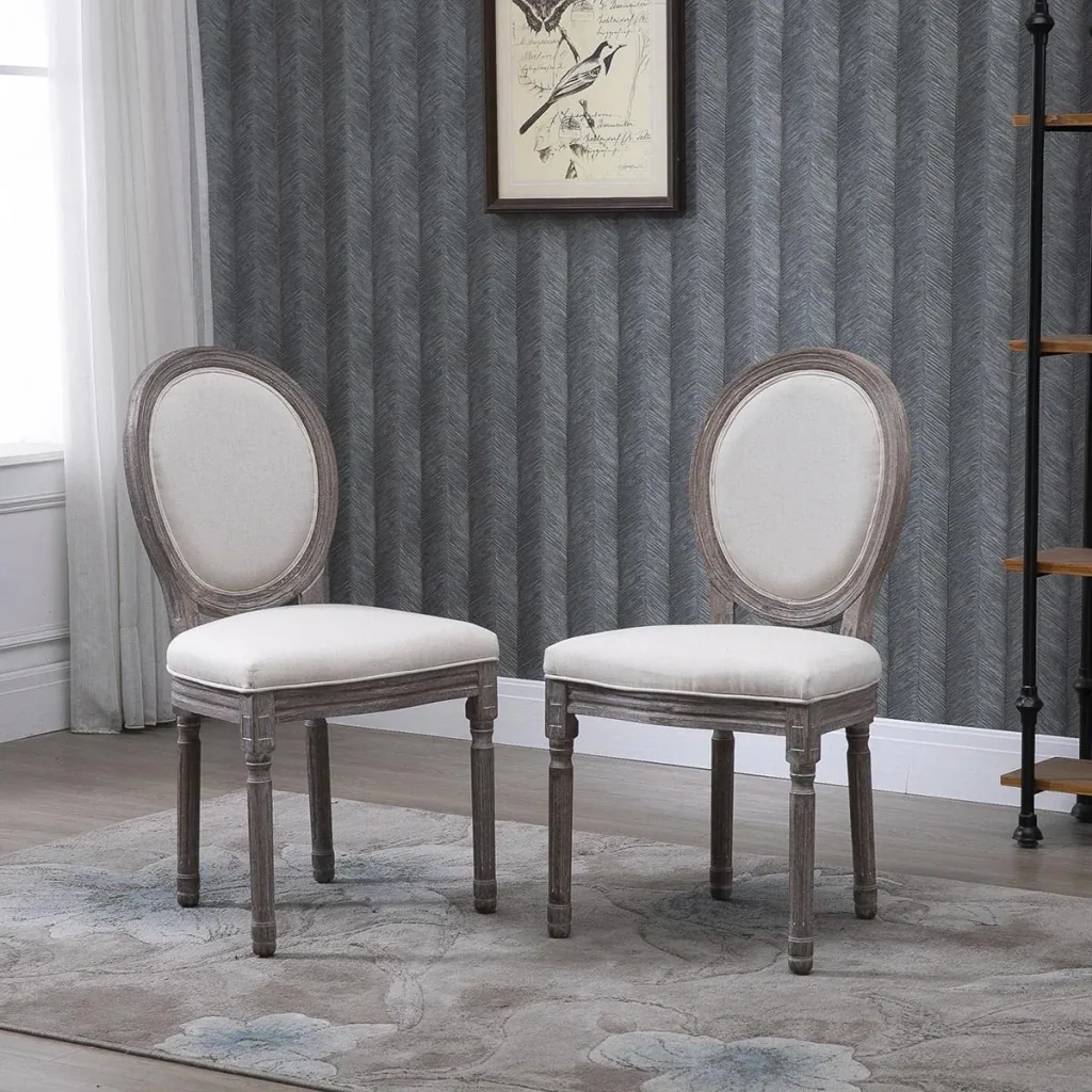 Dining chair set of 2 ivory white
