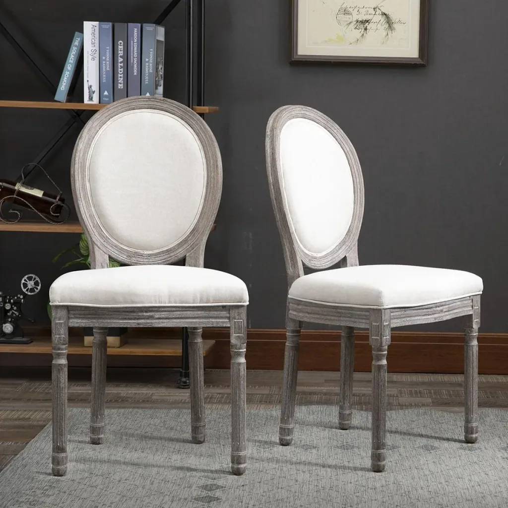 Dining chair set of 2 ivory white