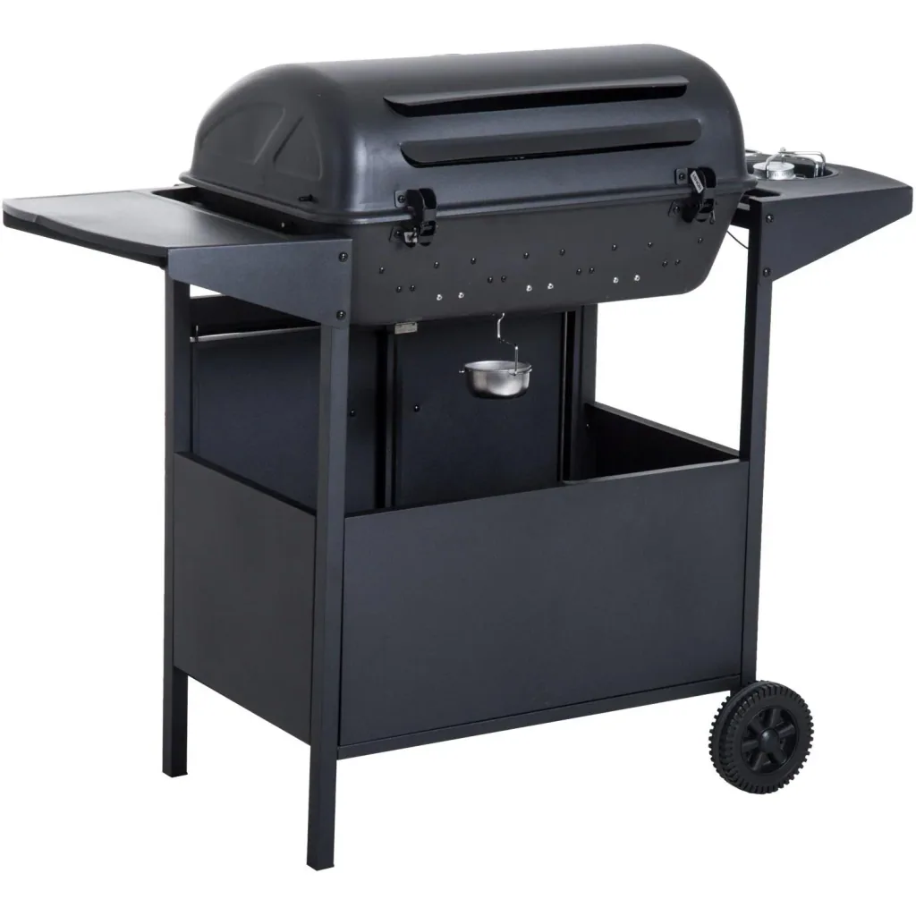 Gas grill grill cart outdoor kitchen stand grill BBQ with 4 x burners thermometer stainless steel 122 x 55 x 98 cm