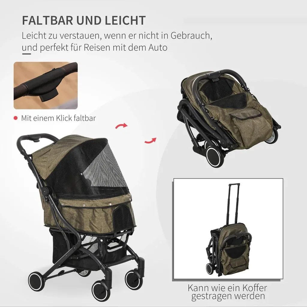 Pet buggy with folding function brown, black