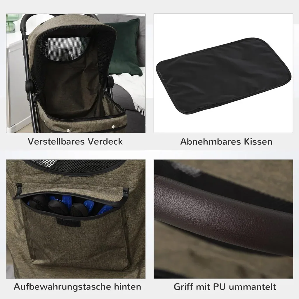 Pet buggy with folding function brown, black