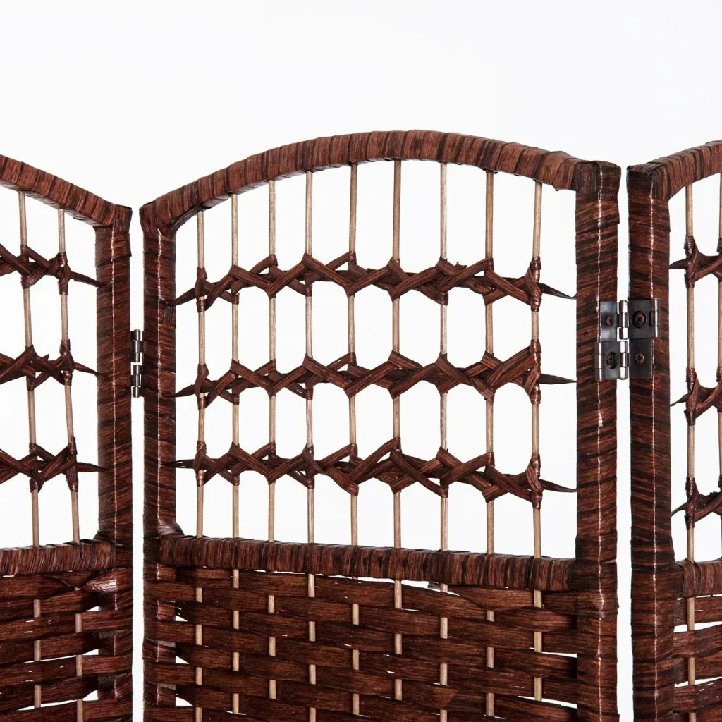 Paravent room divider partition wall 4 pcs. Bamboo wood brown