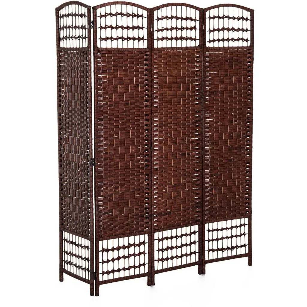 Paravent room divider partition wall 4 pcs. Bamboo wood brown
