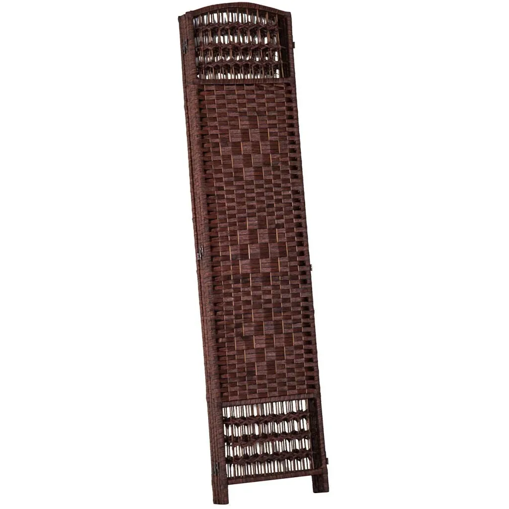 Paravent room divider partition wall 4 pcs. Bamboo wood brown