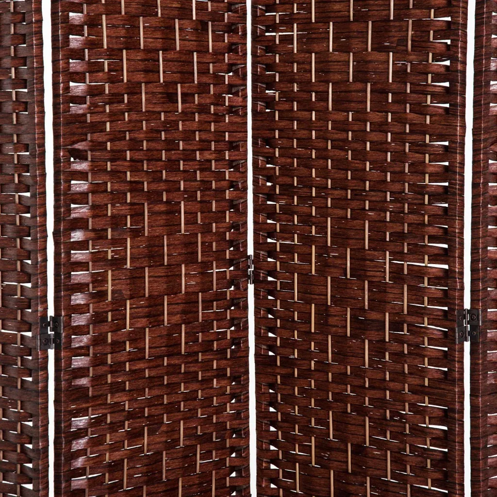 Paravent room divider partition wall 4 pcs. Bamboo wood brown