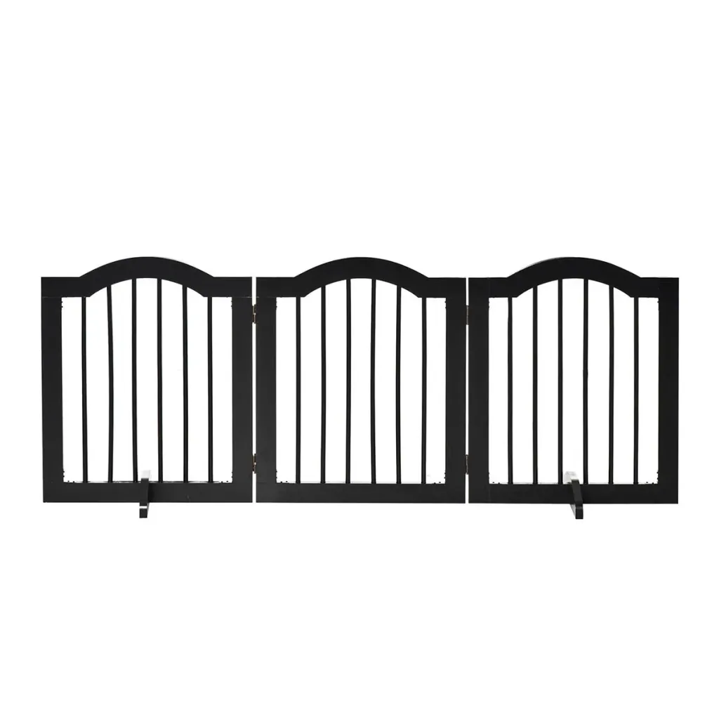 Dog barrier gate, protective gate, dog gate, configuration gate, 3-part, with two support feet, stable and foldable, suitable for