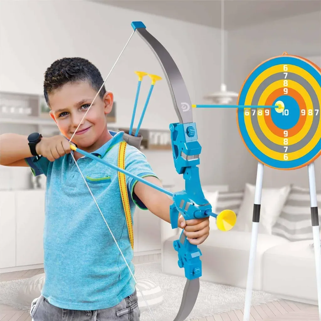 Discovery Kids Bullseye Archery Set with LED Light for Aiming - Includes 4 Arrows and 1 Bow - Quiver with Strap