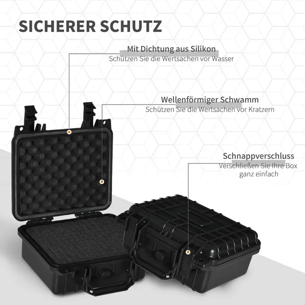 Set of 2 tool cases empty with tool box handle foam waterproof plastic silica gel black 26 x 22 x 12 cm