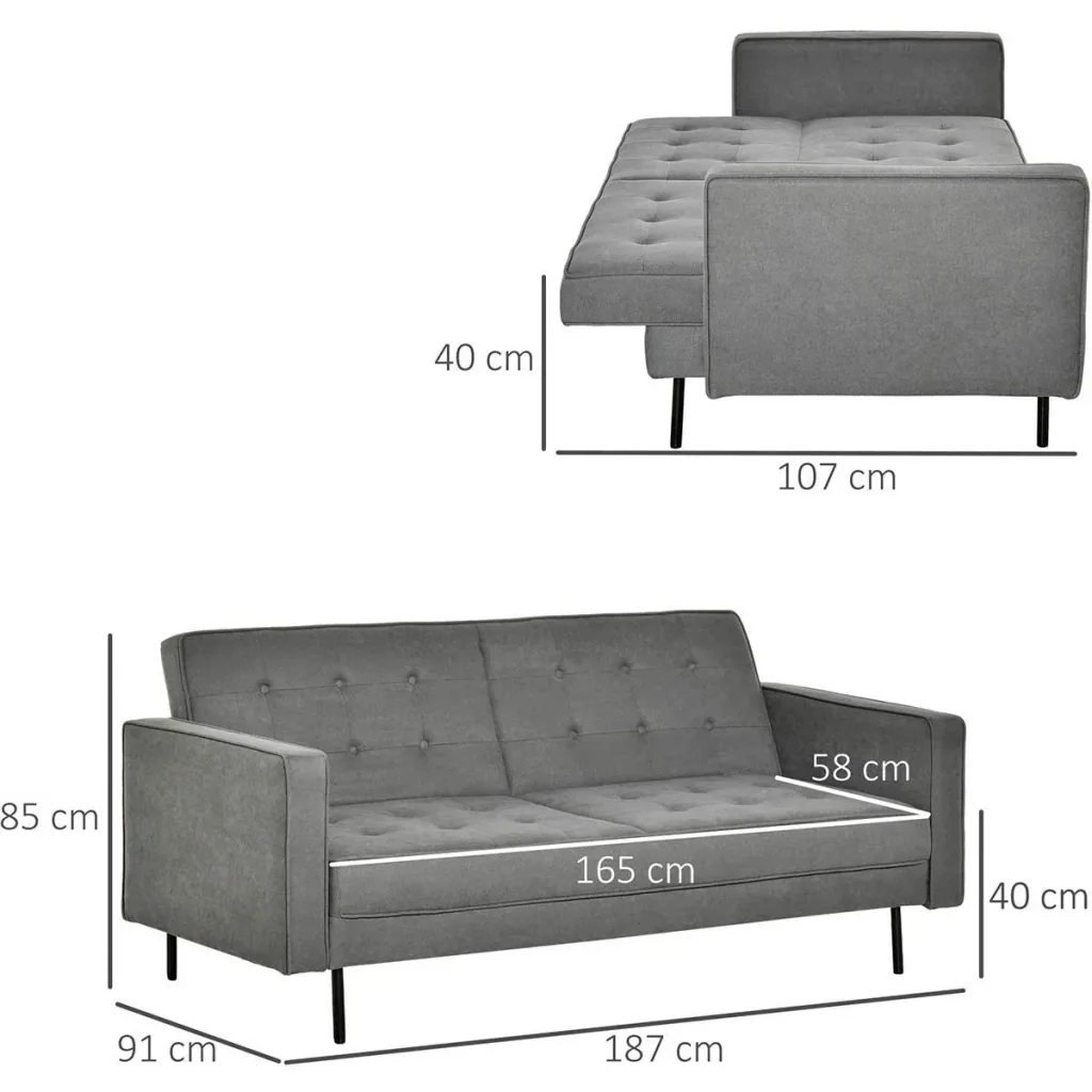 Sofa bed 3-seater sofa bed fabric sofa sofa with sleeping function sofa bed with bed box adjustable angle Vintage E