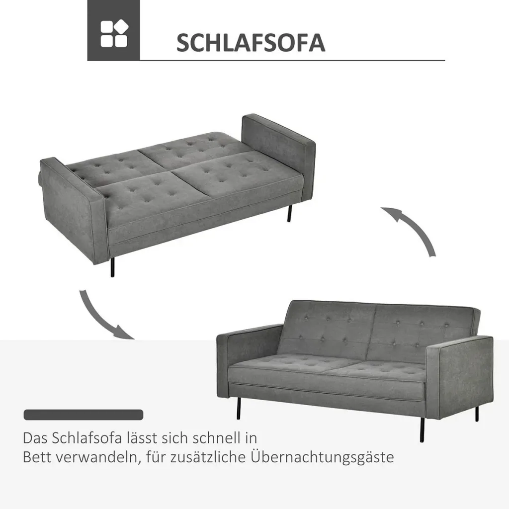 Sofa bed 3-seater sofa bed fabric sofa sofa with sleeping function sofa bed with bed box adjustable angle Vintage E