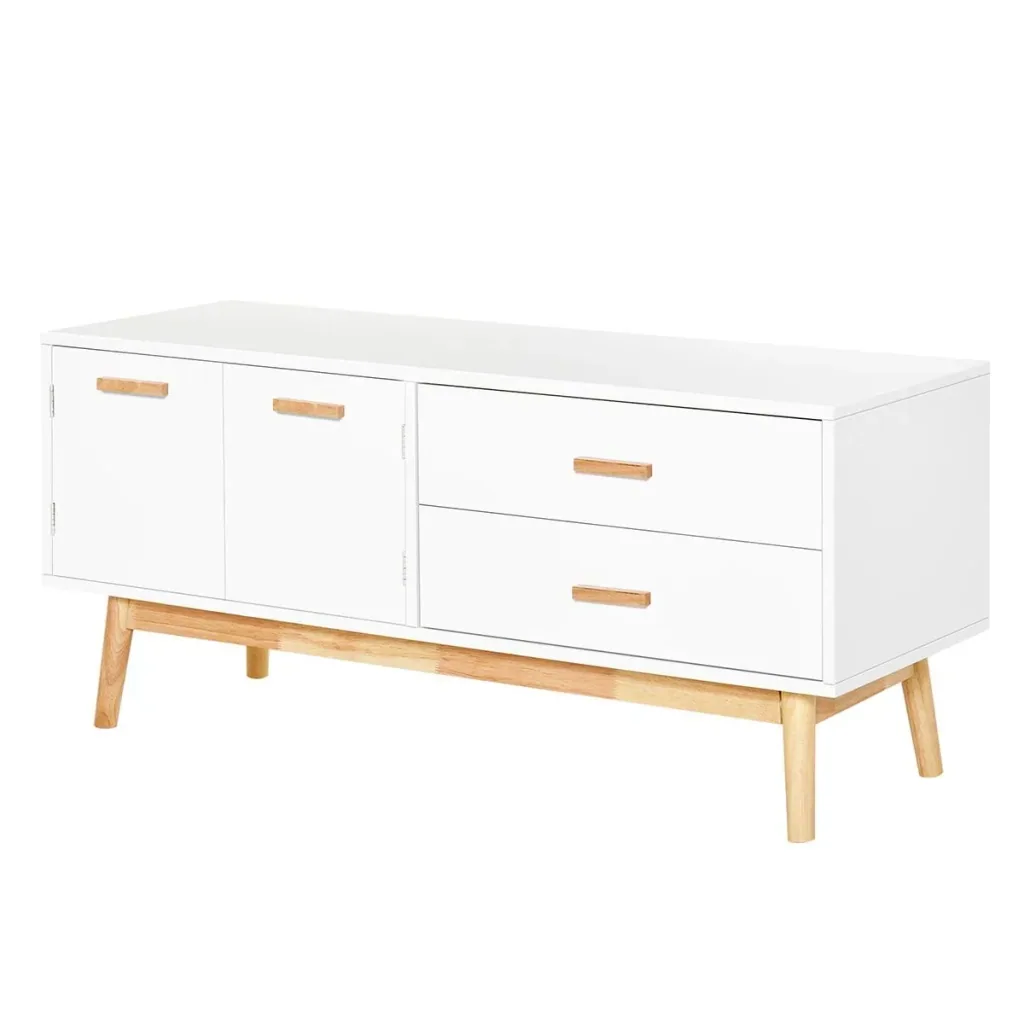TV table TV cabinet TV lowboard Modern MDF board Rubber wood legs Storage space Living room Office for TVs up to