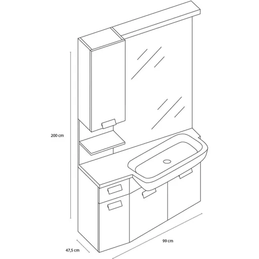 Fabulous bathroom furniture Hoekmodel right 100cm