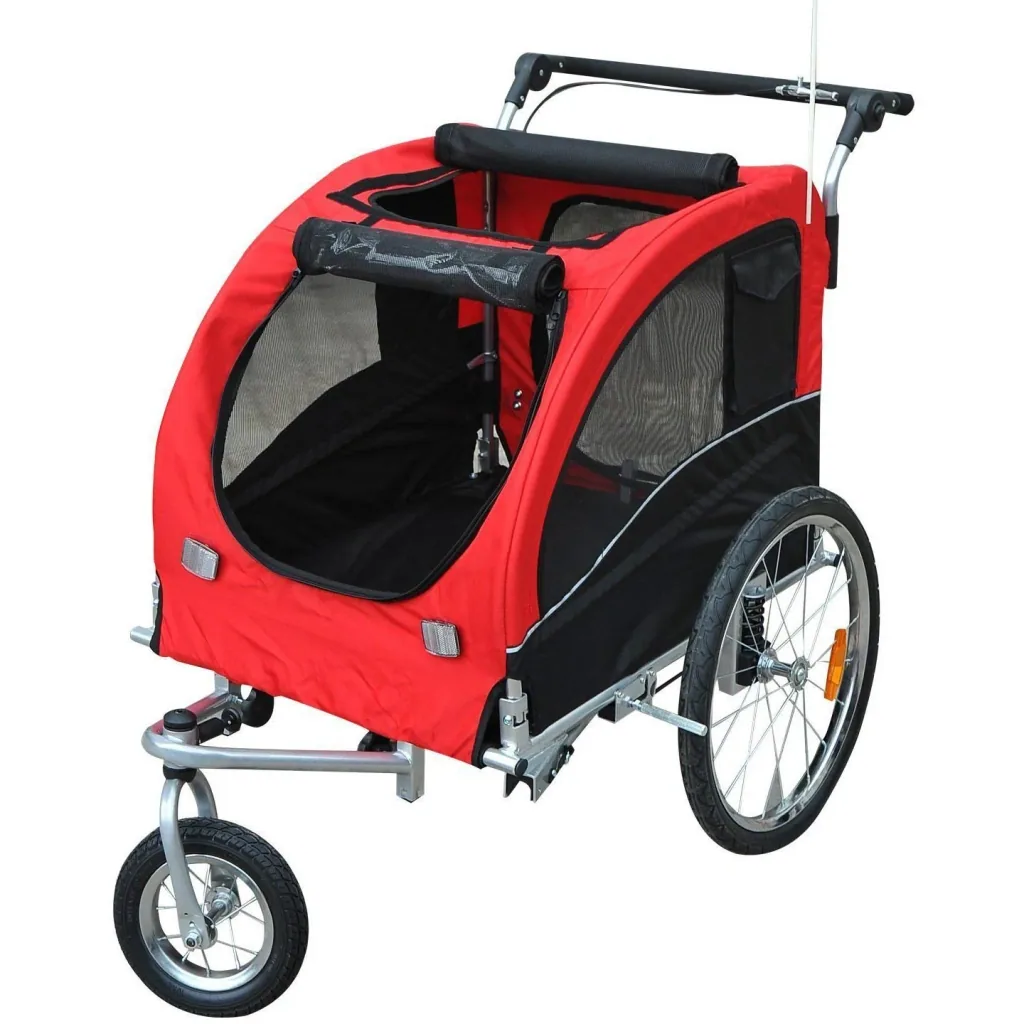 Dog trailer bicycle trailer jogger red-black