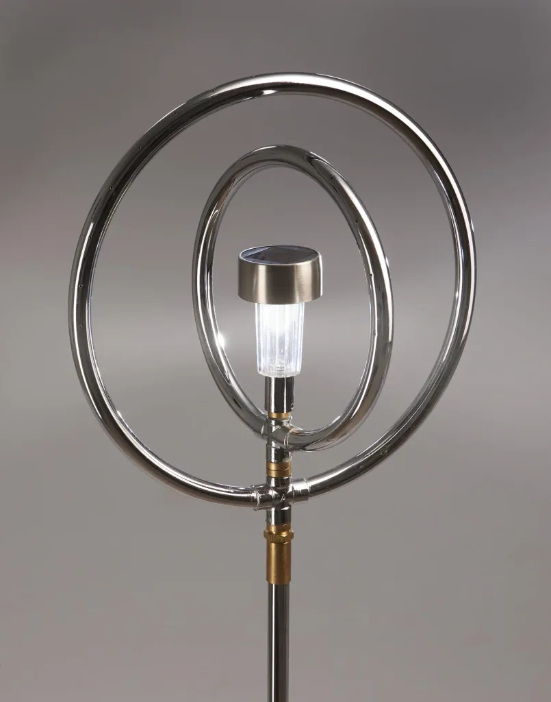 3 in 1 stainless steel lawn sprinkler, with solar lighting, rotating water feature and watering function