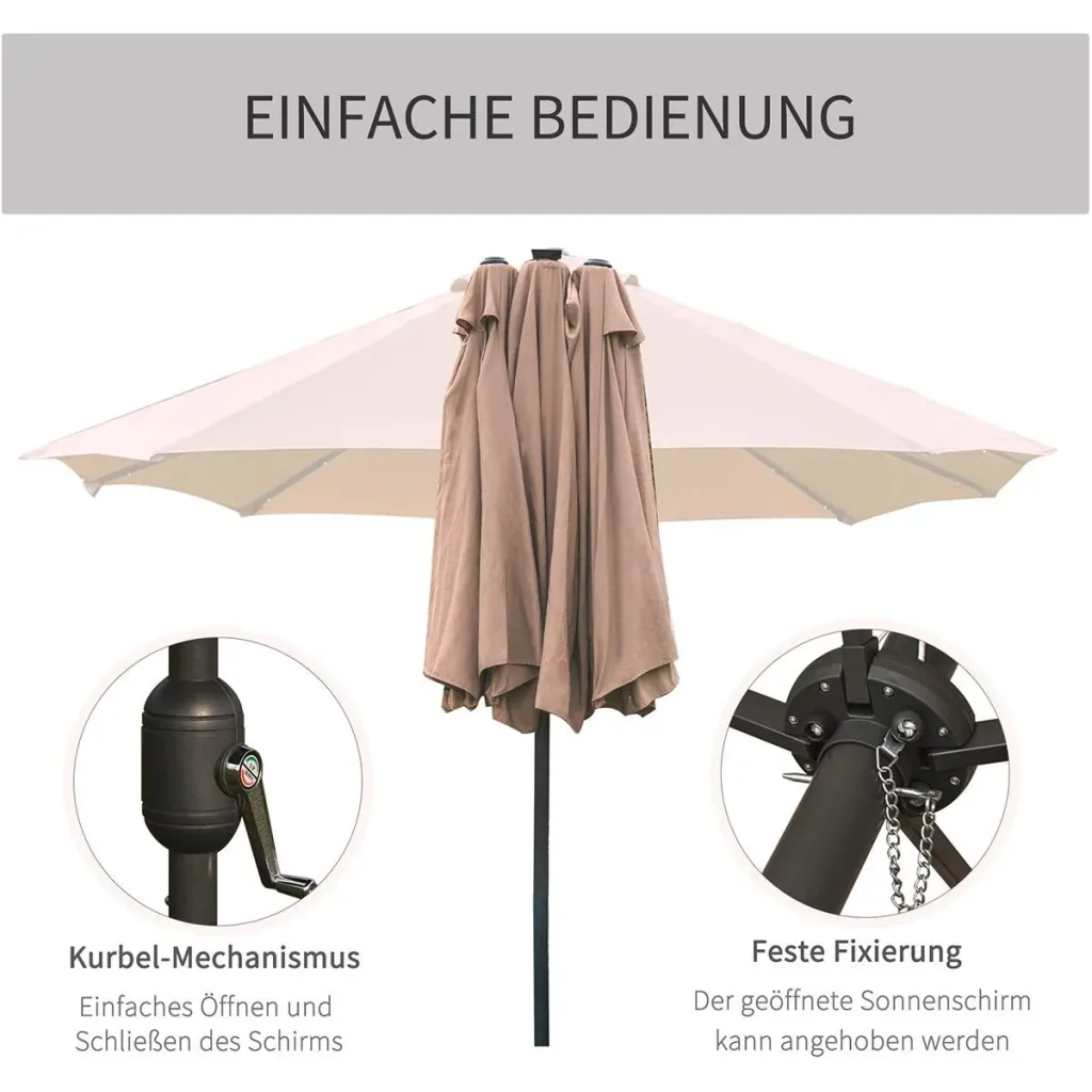 Parasol with LED double sunshade