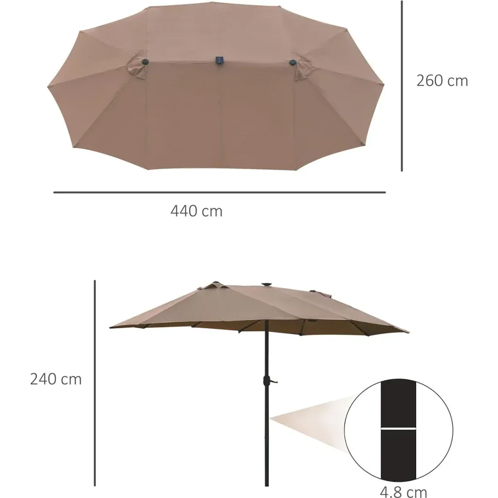 Parasol with LED double sunshade