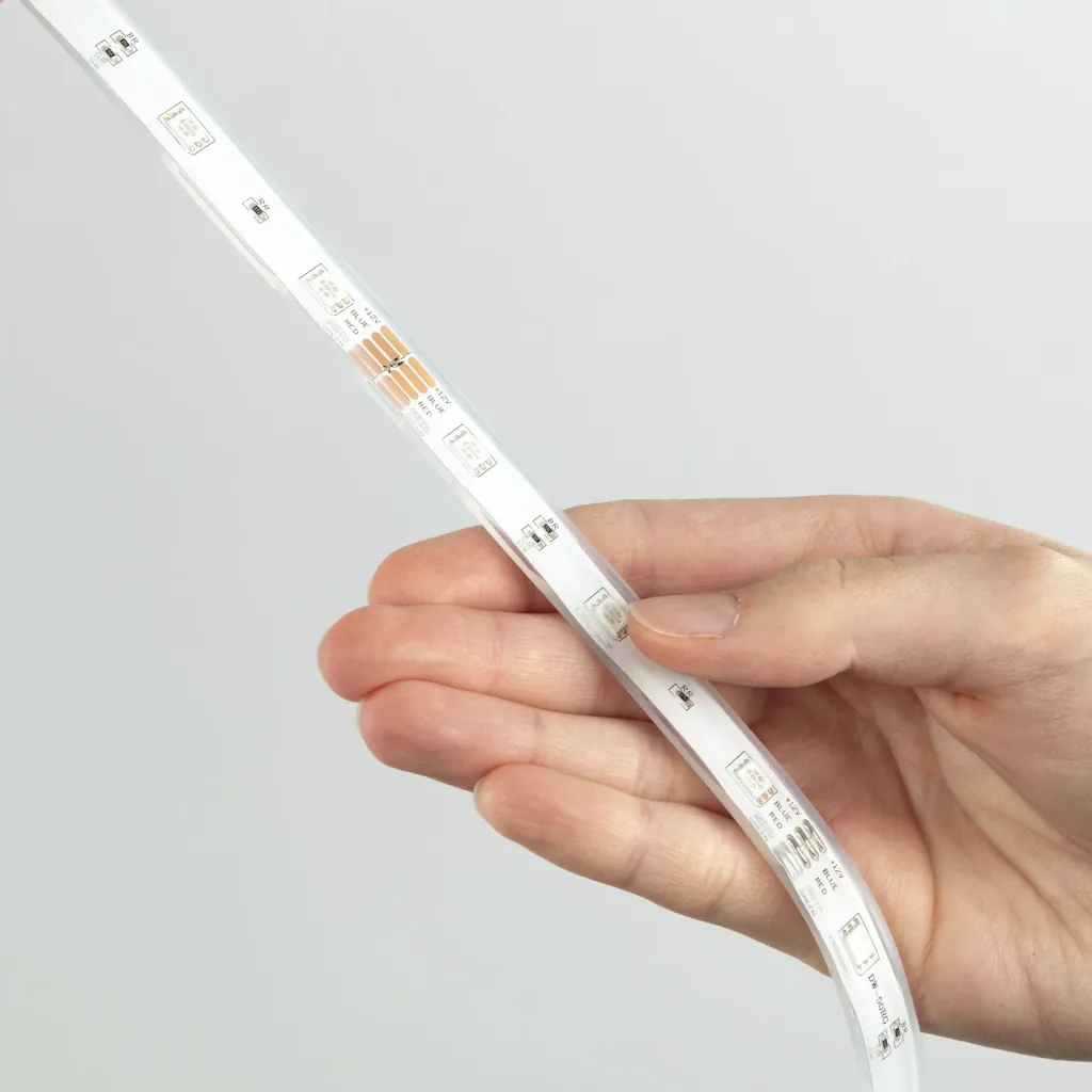 RGB LED flex strip for outdoor use, IP44, 3 m, 90 RGB LEDs, remote control