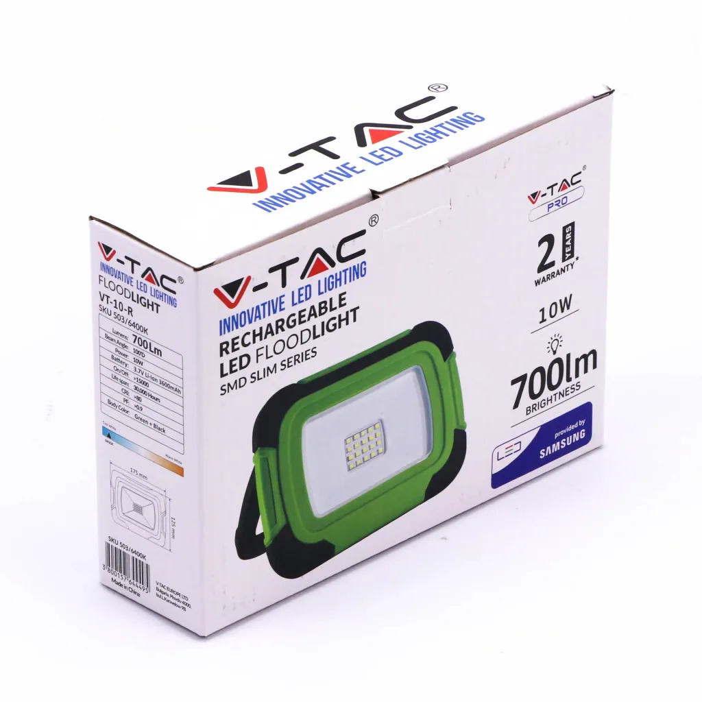 VT-10-R Building Light / Work Light - Rechargeable - 10W - 6400K - Green