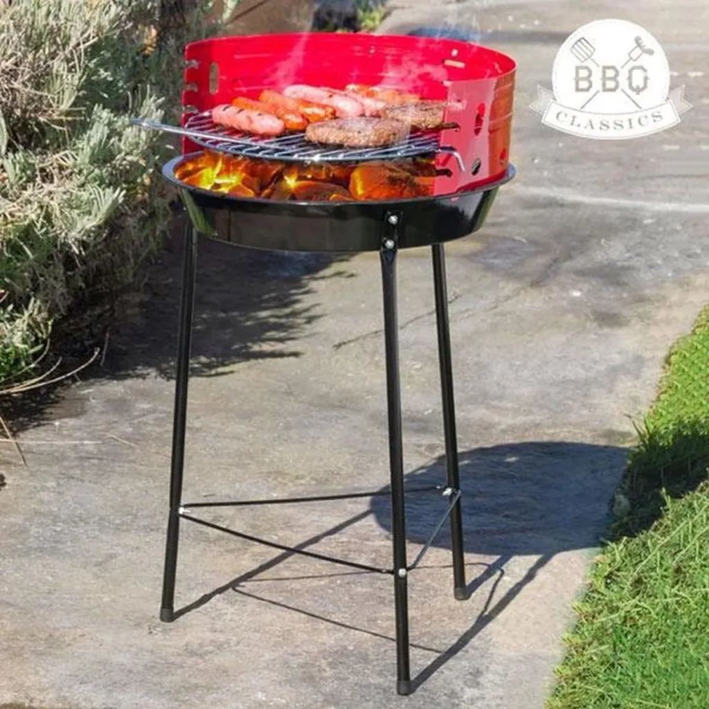 Vargan Charcoal Grill Ø33 cm - Half Open - Black/Red