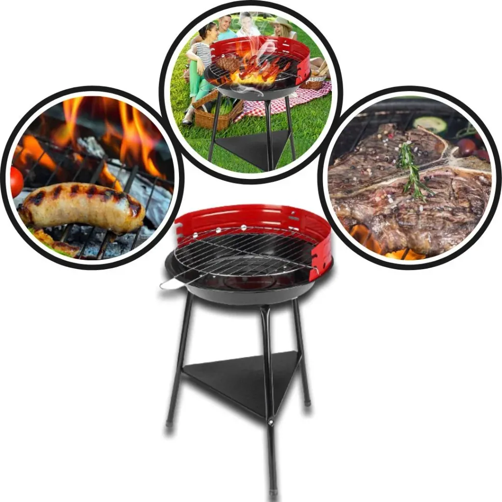 Vargan Charcoal Grill Ø33 cm - Half Open - Black/Red