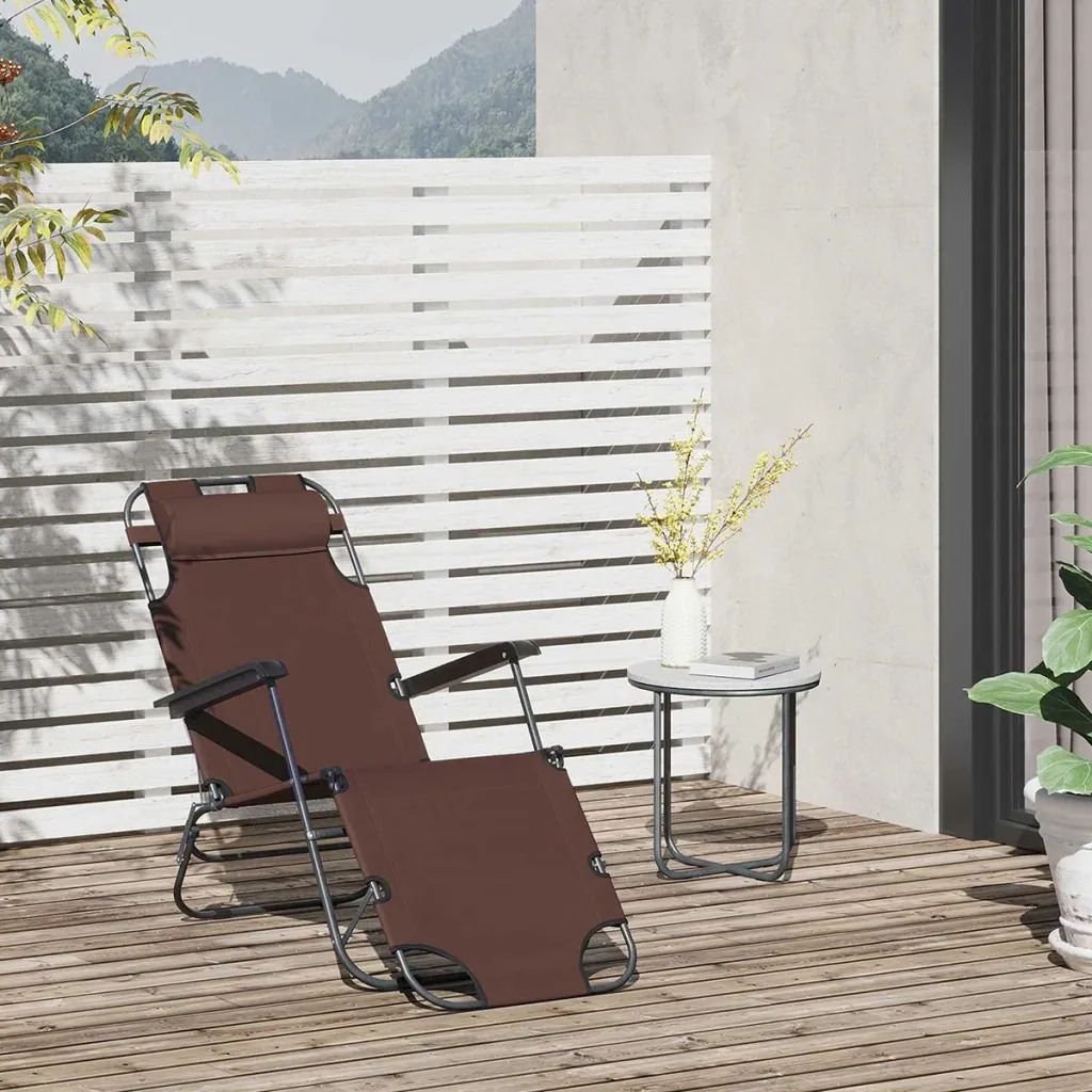 Sun lounger with cushion, foldable