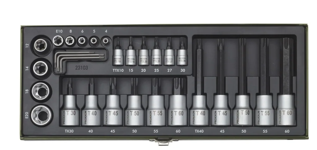 TX socket set, 1/4" + 1/2" (29 pcs.)