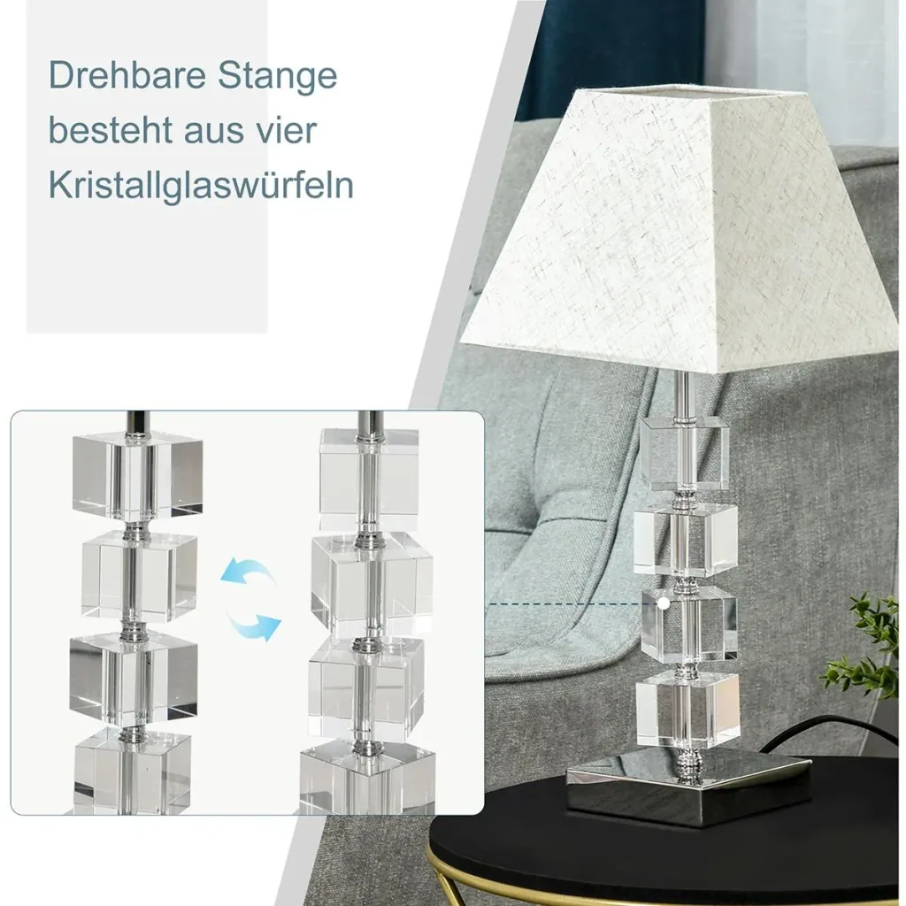 Table lamp with crystal base cream white