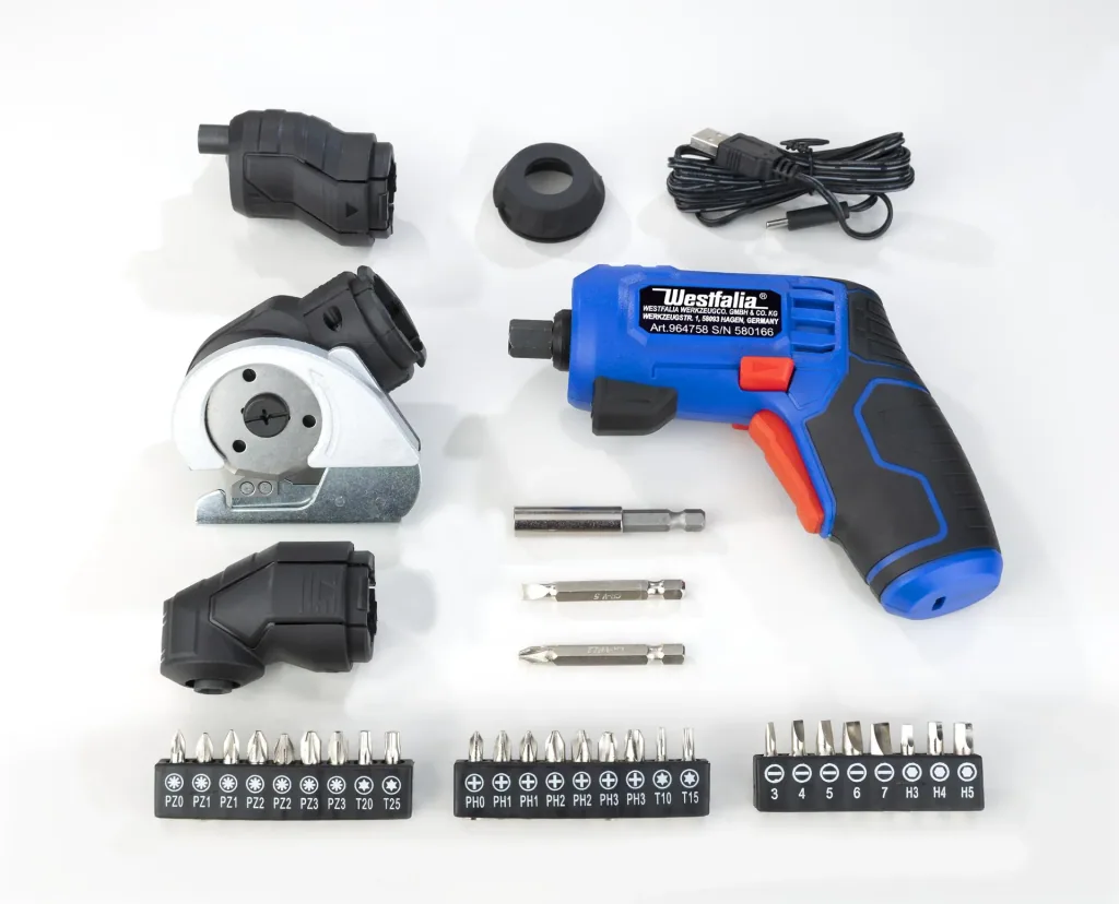 3.6 Volt battery multi-tool including XXL accessory set in a case