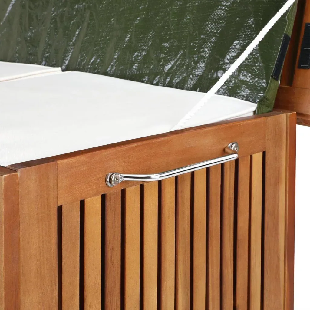 Support box / cushion box acacia wood 117x52x58.5cm including inner sail