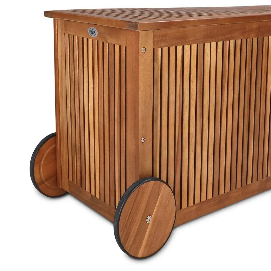 Support box / cushion box acacia wood 117x52x58.5cm including inner sail