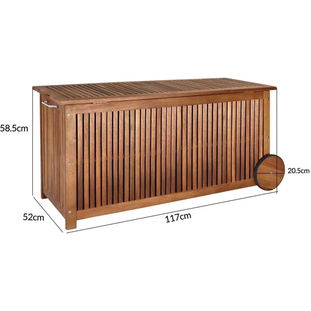 Support box / cushion box acacia wood 117x52x58.5cm including inner sail