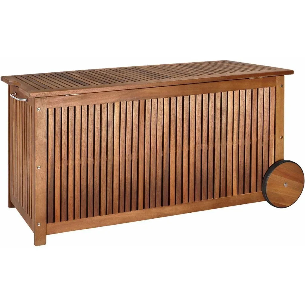 Support box / cushion box acacia wood 117x52x58.5cm including inner sail